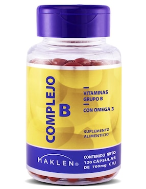 Complejo B + Omega 3 Maklen de 120 cápsulas