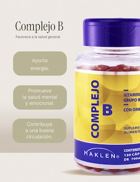 Complejo B + Omega 3 Maklen de 120 cápsulas