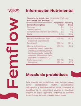 Femflow Valan con Resveratrol de 30 cápsulas
