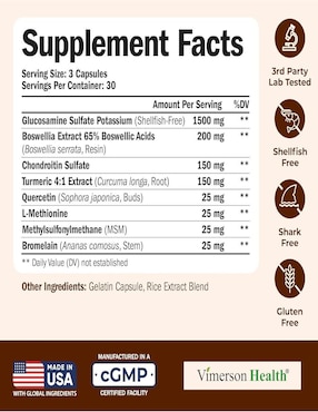 Glucosamine chomdroitin Vimerson Health de 90 cápsulas