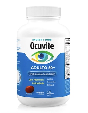 Ocuvite Adultos 50 Bausch & Lomb con Vitamina C, Vitamina D, Vitamina E, Zinc, Omega-3, Luteina, Zeaxantina de 150 cápsulas