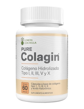 Colagin Lemon Cochella con colágeno hidrolizado tipo I,II, III, V y X sabor natural de 60 cápsulas