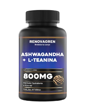 Ksm-66 ashwagandha + l-teanina 800mg Renovagren de 60 tabletas