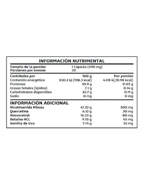 Nad+Nr Nicotinamida Ribosa Beyond Vitamins de 30 cáp