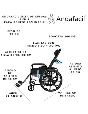 Silla de ruedas Andafacil 3 en 1