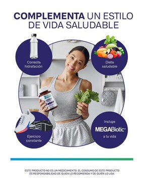 3 Enzimas & prebiótico con inulina de agave Megabiotic de 60 cápsulas