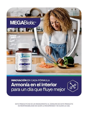 3 Enzimas & prebiótico con inulina de agave Megabiotic de 60 cápsulas