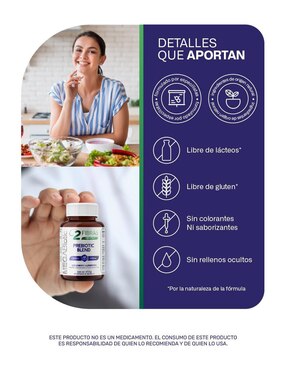2 Fibras prebiotic blend Megabiotic con inulina (FOS) orgánica proveniente del agave azul de 120 cápsulas