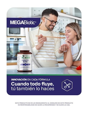 2 Fibras prebiotic blend Megabiotic con inulina (FOS) orgánica proveniente del agave azul de 120 cápsulas