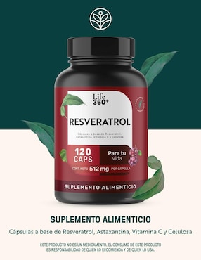 Resveratrol con astaxantina Life360+ de 120 cápsulas