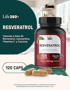 Resveratrol con astaxantina Life360+ de 120 cápsulas
