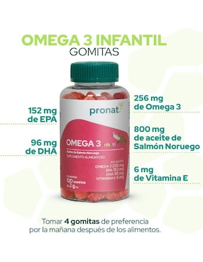 Set de suplementos alimenticios de Omega 3 infantil gomitas y glucosamina & colágeno tipo II Pronat de diferentes sabores