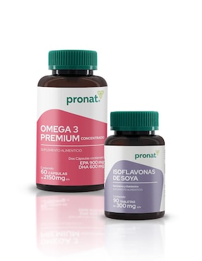 Set de suplementos alimenticios de omega 3 premium y isoflavonas de soya Pronat