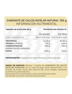 Set de suplementos alimenticios creatina monohidrato y caseinato de calcio micelar Prowinner