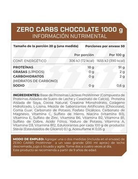 Set de suplementos de Creatina Monohidrato y Zero Carbs Chocolate Prowinner