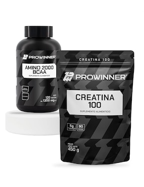 Set de suplementos de Amino 2000 BCAA y Creatina 100 en polvo Prowinner