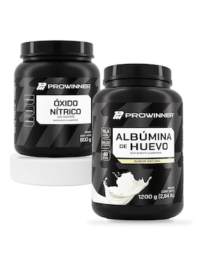 Set de suplementos de Óxido Nítríco No Master y Albúmina de Huevo Prowinner con proteína de soya con aminoácidos diferentes sabores