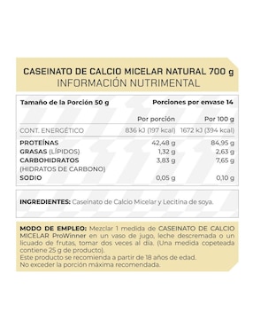 Set de suplementos alimenticios Caseinato de calcio micelar y creatina 100 Prowinner