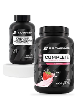 Set de suplementos alimenticios creatina monohidrato y complete fresa Prowinner
