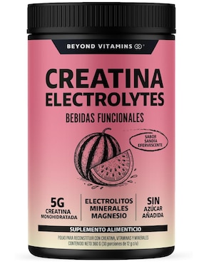 Creatina monohidratada con electrolitos y ciclodextrina Beyond Vitamins con creatina micronizada sabor sandia de 360 g