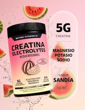Creatina monohidratada con electrolitos y ciclodextrina Beyond Vitamins con creatina micronizada sabor sandia de 360 g