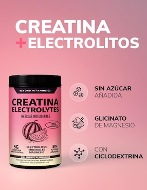 Creatina monohidratada con electrolitos y ciclodextrina Beyond Vitamins con creatina micronizada sabor sandia de 360 g