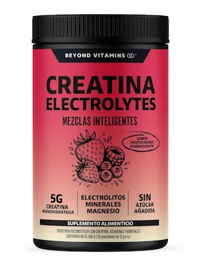 Creatina monohidratada con electrolitos y ciclodextrina Beyond Vitamins con creatina micronizada sabor frutos rojos de 360 g