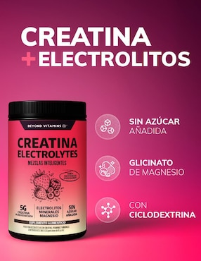 Creatina monohidratada con electrolitos y ciclodextrina Beyond Vitamins con creatina micronizada sabor frutos rojos de 360 g
