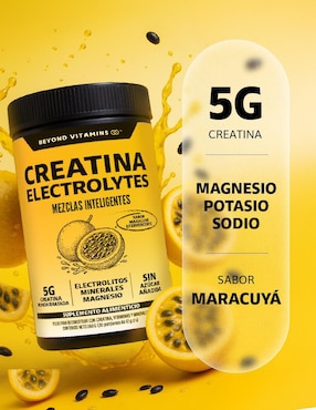 Creatina monohidratada con electrolitos y ciclodextrina Beyond Vitamins con creatina micronizada sabor maracuyá de 360 g