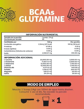 Bcaa glutamina electrolitos Beyond Vitamins sabor sandia de 420 G