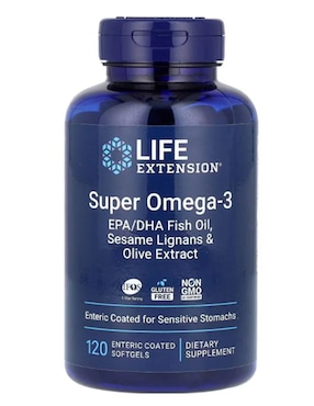 Super omega-3, aceite de pescado EPA/DHA Life Extension con omega 2, aceite de salmón 120 cápsulas