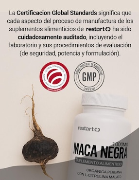 Maca Negra Orgánica Peruana L Citrulina restart con maca negra de 60 cáp