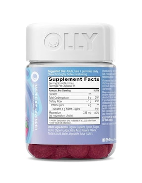 Gomitas de magnesio con citrato de magnesio para relajación muscular Olly sabor frambuesa de 60 gomitas