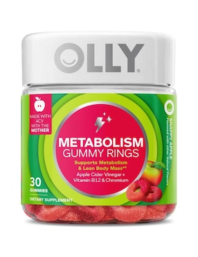 Gomitas metabolism con vinagre de sidra de manzana, vitamina B12 y cromo Olly sabor manzana de 30 gomitas