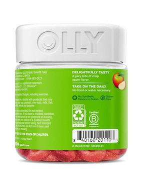 Gomitas metabolism con vinagre de sidra de manzana, vitamina B12 y cromo Olly sabor manzana de 30 gomitas