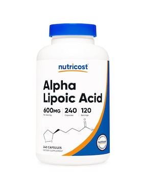 Alpha lipoic acid suplemento dietético antioxidante celular Nutricost con ácido alfa lipoico de 240 cápsulas
