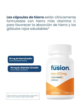 Hierro 60 mg con vitamina c Bariatric Fusion de 60 cápsulas