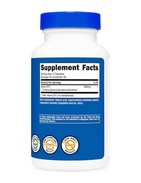 Alpha GPC 600 mg Nutricost de 120 cápsulas