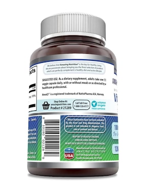 Vitamina K2 suplemento dietético salud ósea y cardiovascular Amazing Nutrition con vitamina D3 de 120 cápsulas