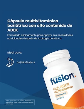 Multivitamínico bariátrico ADEK hierro suplemento dietético postquirúrgico Bariatric Fusion de 90 cápsulas