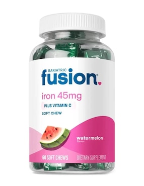 Hierro con vitamina C suplemento dietético masticable Bariatric Fusion con hierro sabor sandía de 60 cápsulas