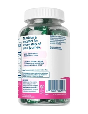 Hierro con vitamina C suplemento dietético masticable Bariatric Fusion con hierro sabor sandía de 60 cápsulas
