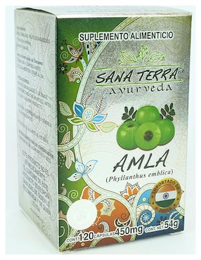 Suplemento alimenticio amla amalaki sana terra Sana Terra con amla phyllanthus emblica de 120 cáp