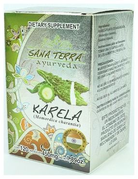 Suplemento alimenticio karela orgánica estandarizada Sana Terra con karela momordica charantia de 120 cáp