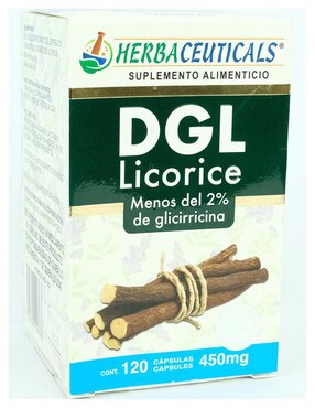 Suplemento alimenticio dgl licorice regaliz orgánico Herba Ceuticals con bayas de sauzgatillo (vitex agnus-castus) 120 cáp
