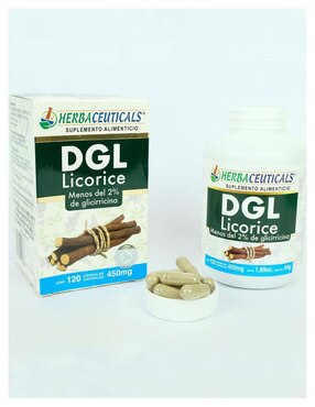 Suplemento alimenticio dgl licorice regaliz orgánico Herba Ceuticals con bayas de sauzgatillo (vitex agnus-castus) 120 cáp