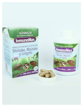 Suplemento alimenticio hongos shiitake maitake y lingzhi Inmunomax con mezcla herbal sueca de 120 cáp