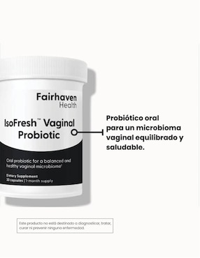 Fairhaven health isofresh probiótico vaginal para mujeres con 10 mil millones de ufc y 5 cepas 30 cápsulas Fairhaven Health con probióticos de 30 cáp