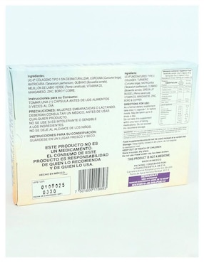 Suplemento alimenticio colágeno tipo II uc II Oseovitacure con cúrcuma de 60 cáp