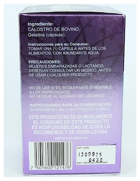 Suplemento alimenticio calostro factor de transferencia Calostrofort con de 120 cáp